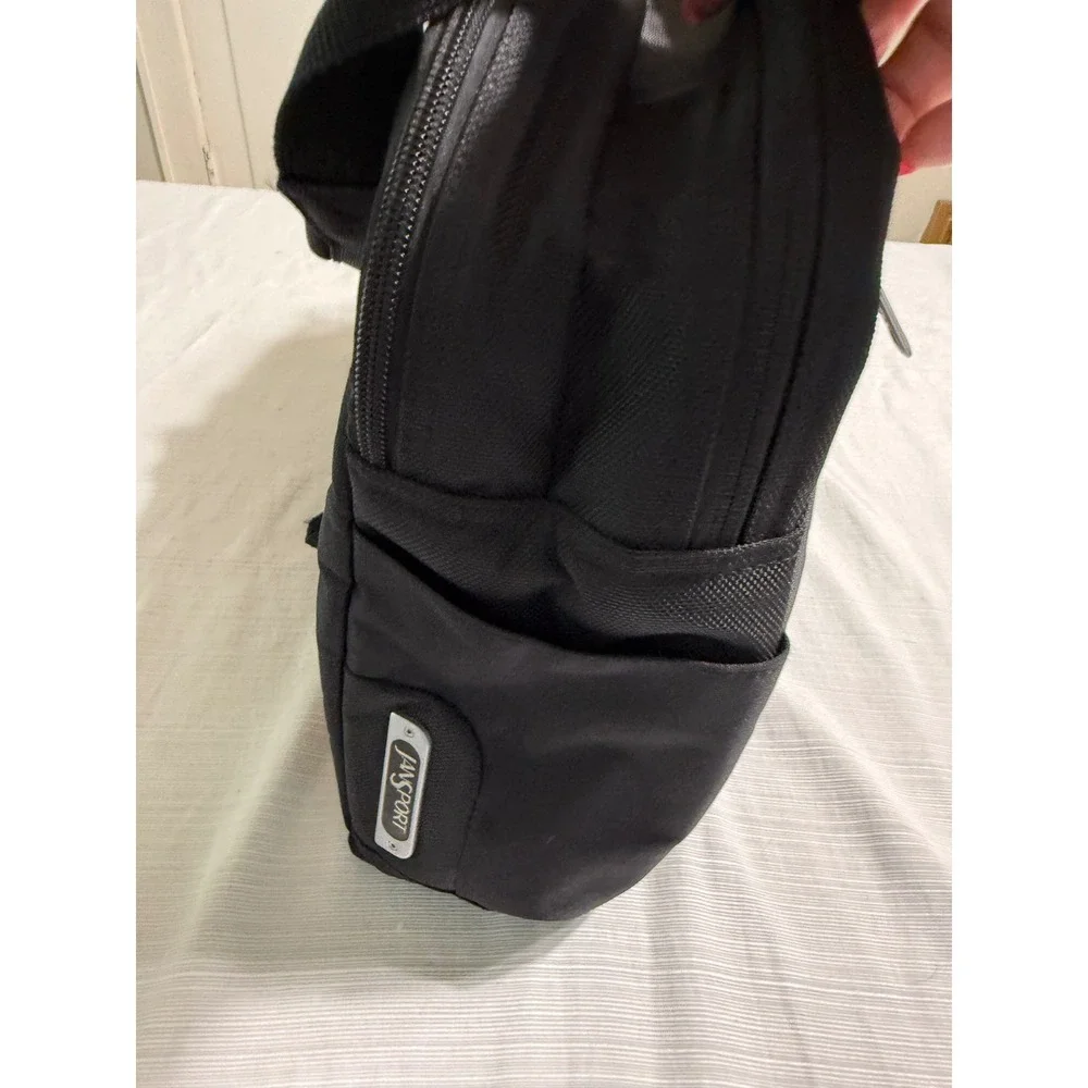 JanSport Black Nylon Laptop Messenger Bag Tote Briefcase Multi-Pocket